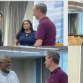 Welcoming the speakers,David Page and Neha Bokil, before the talk