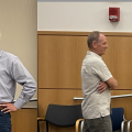 John Wakeley, Shamil Sunyaev, and Nick Patterson before the talk