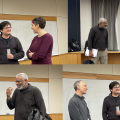 Welcoming the speakers and organizers before the talk